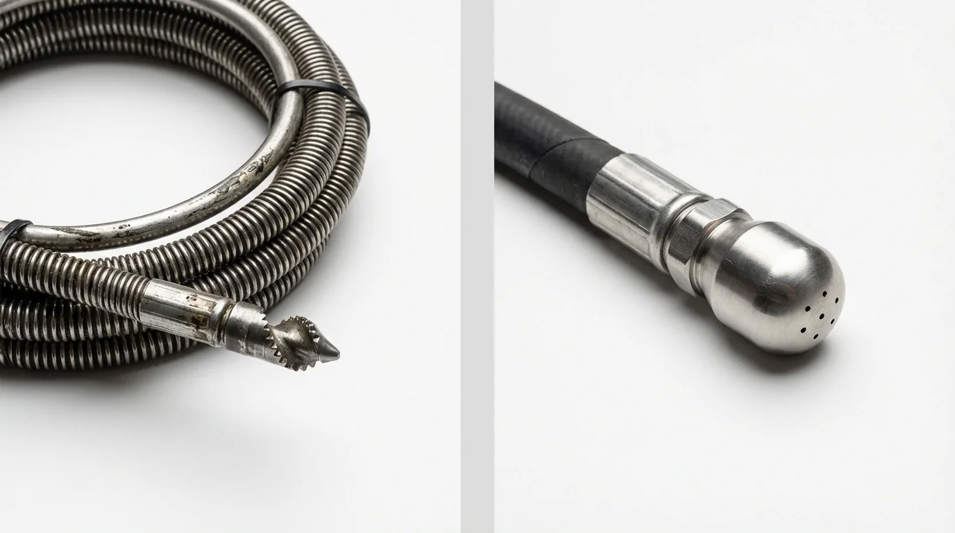 Drain snake cable and hydro jetting nozzle used for drain cleaning in Sparta, MI